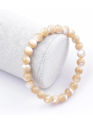 Esmer Sedef Doğal Taş Bileklik 8 mm Küre Kesim