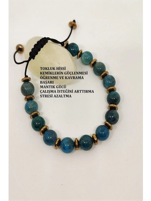 Sertifikalı 8 mm Lapis Lazuli Hematit Doğaltaş Bileklik