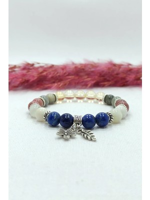 Lapis Lazuli ve Sitrin Karma Doğal Taş Kadın Bileklik