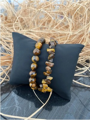 Doğal Taş Kaplan Gözü Kırık Taş Sevgili Çift Kombini