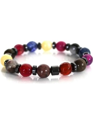 Okul Başarı Kız Çocuk Rodonit Akik Faset Kaplan Gözü Kalsit Bileklik