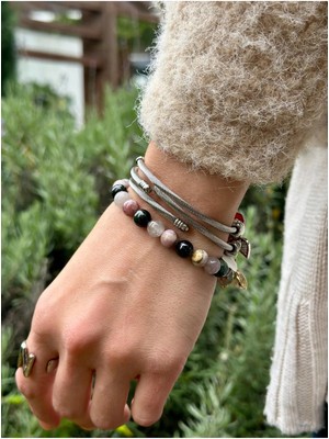 Sertifikalı Çakra Doğal Taş Bileklik -Jasper-Dumanlı Kuvars-Akik-Aventurin-Sitrin-Ametist-Hematit