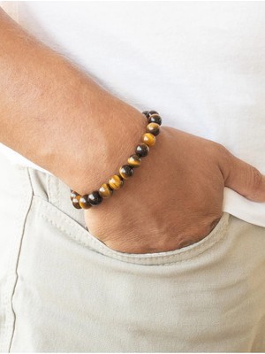 Unisex Doğal Taş Bileklik Kaplan Gözü 2.alt Karın Çakra , Ikizler Akrep Oğlak Yengeç Kuvvet Taşı