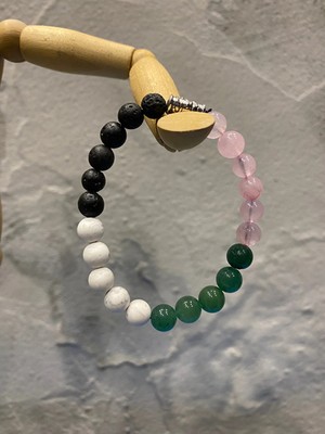 Boğa Burcu Kadını Bilekliği - Sevgi, Şans ve Huzur Için (Pembe Kuvars, Yeşim, Havlit, Lav Taşı)
