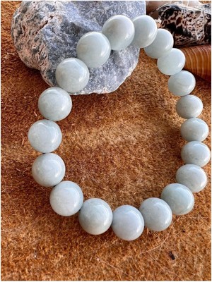 Kalite Akuamarin Tasarım Bileklik 10MM %100 Doğal Taş