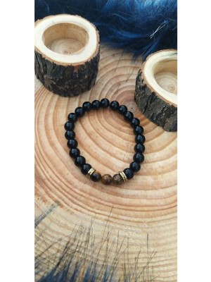 Oniks ve Kaplan Gözü Doğal Taş Bileklik