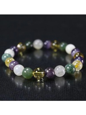Karışık Doğal Taş Bileklik | Ametist | Sitrin | Akik | Aytaşı