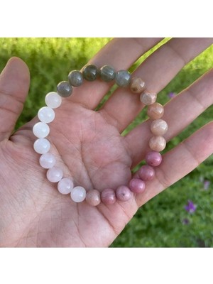 Özgüven Ay Taşı, Rodonit, Pembe Kuvars, Çilek Kuvars, Labradorit Taşı 8 mm Küre Kesim