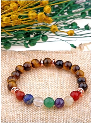 Akik Dönüşümlü Sitrin Ametist Kaplan Gözü Aventurin Lapis Kuvars Jasper Doğal Taş 8 mm B