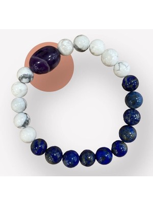 Lapis - Havlit- Ametist Doğal Taş Bileklik 8 mm