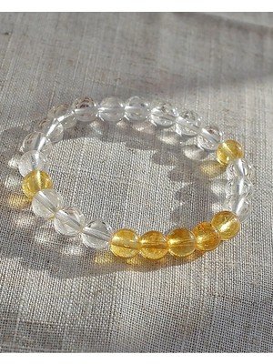 Kristal Kuvars - Dönüşümlü Sitrin Doğal Taş Bileklik 8 mm Enerji