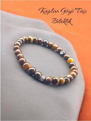 Doğal Taş Kaplan Gözü Taşı Bileklik 6 mm