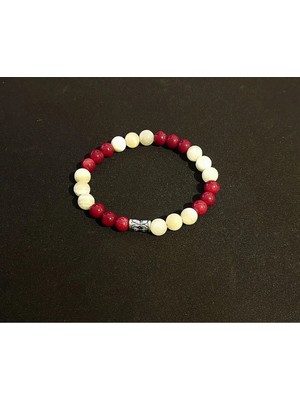 Galatasaray Doğal Taş Bileklik (Kalsit Mercan Taşı) 8mm