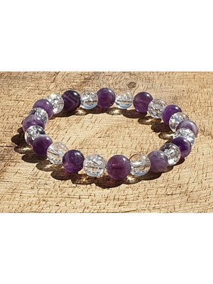 Necef ve Ametist Taşından Doğal Taş Şans Çakra Bileklik