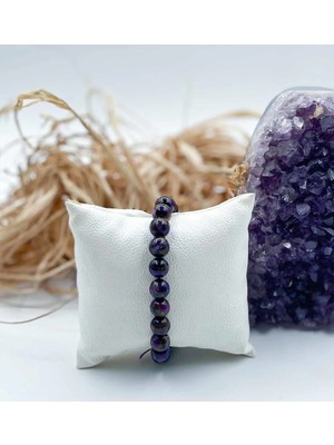 Kaplan Gözü Doğal Taş Bileklik 8 mm Küre Kesim