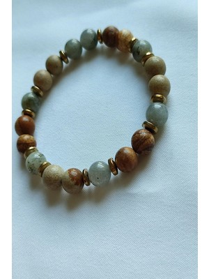 Sertifikalı Labradorit , Jasper, Hematit Doğaltaş Bileklik