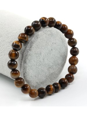 Kaplan Gözü Doğal Taş Bileklik 8 mm Küre Kesim