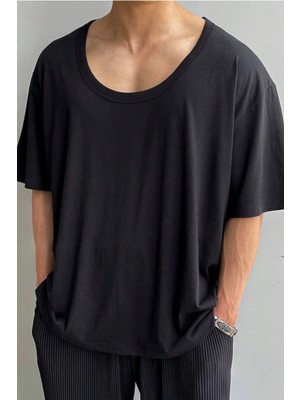 Tarz Cool Erkek Oversize Tişört Bisiklet Yaka Basic Salaş Kesim Günlük Casual Rahat Yazlık T-Shirt