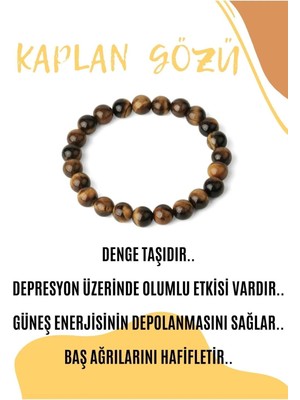 Kaplan Gözü Doğal Taşlı Unisex Bileklik