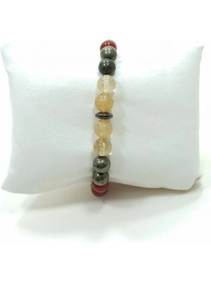 Para Bilekliği Sitrin Pirit Akik Doğal Taş Bileklik