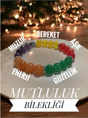 Mutluluk Çakra Bilekliği Ametist, Yeşim, Lal, Güneş Taşı, Sitrin Kuvars