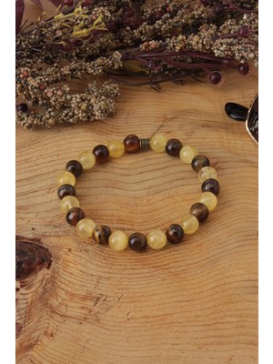 Kaplan Gözü-Sitrin Doğal Taş Bileklik