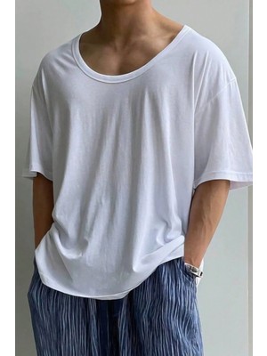 Tarz Cool Erkek Oversize Tişört Bisiklet Yaka Basic Salaş Kesim Günlük Casual Rahat Yazlık T-Shirt