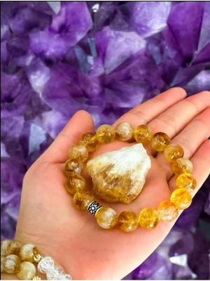 Sitrin 10MM Bileklik Ham Taş Hediyeli | Bolluk Bereket Taşı | Sertifikalı