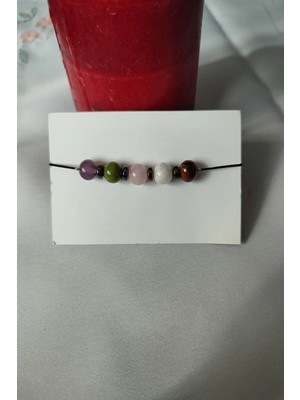 Sertifikalı Ikizler Burcu Doğaltaş Bileklik(Ametist.yeşim.kaplangözü.hematit.pembe Kuvars.ay Taşı)