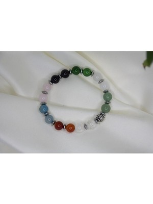 Hematit Ay Taşı Aventurin Yeşim Ametist Pembe Kuvars Akik Kristal K. Doğal Taş Bileklik