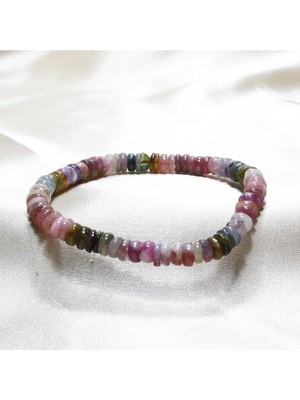 Turmalin Taşı Bileklik | Çok Renkli Disk Kesim