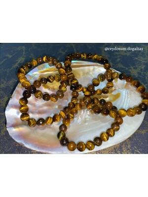 Kaplan Gözü Doğal Taş Bileklik 8 mm