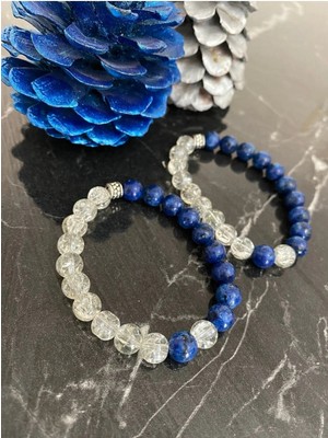 Doğal Taş Çift Bilekliği Necef Taşı ve Lapis Lazuli Bileklik