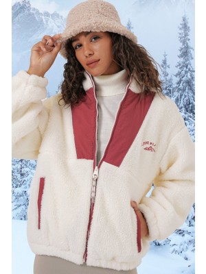 Queene Dreams 5194 Peluş Mont Ceket - Kiremit