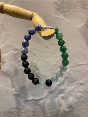 Kova Burcu Bilekliği - ( Yeşim, Florit, Lav ve Sodalit Taşı) - Şans, Güçlü Iletişim, Rahatlama