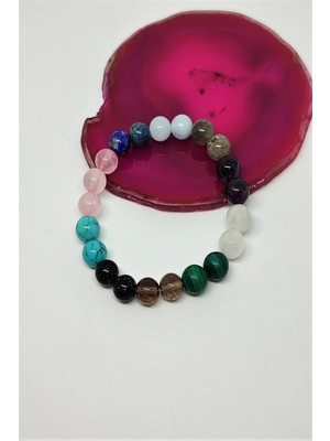 Sertifikalı Akuamarin,labradorit,ametist,aytaşı,malahit,kuvars,turkuaz,lapislazuli Doğaltaş Bileklik