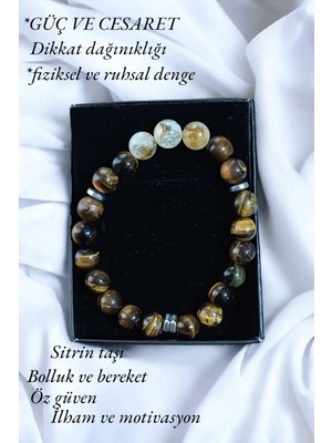 Kaplan Gözü& Sitrin Taş Bileklik Güç