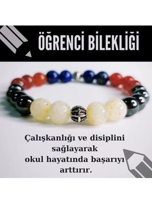 Doğaltaş Öğrenci Başarı, Disiplin, Çalışkanlık Tılsımı Bilekliği Akik, Sitrin, Hematit, Lapis