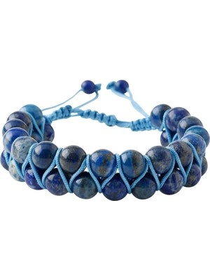 Lapis Lazuli 8mm Çift Sıra Makrome Doğal Taş Bileklik