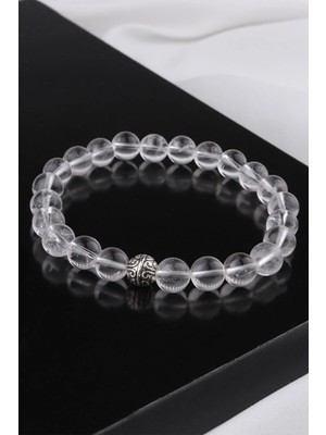 8 mm Doğaltaş Kristal Kuvars Taşı Bileklik (Netlik Denge ve Arınma Taşı)