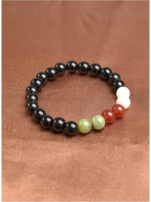 Filistin Temalı Doğal Taş 8 mm Bileklik ( Yeşim-Akik-Obsidyen-Ay Taşı)