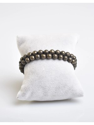 Pirit 6mm Çift Sıra Makrome Doğal Taş Bileklik