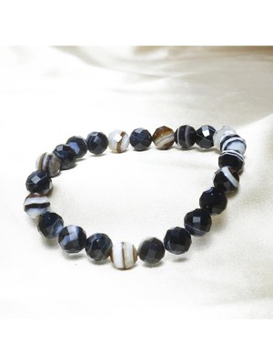 Akik Taşı Bileklik | Doğal Desenli Elmas Kesim | Dogaltastaki.com