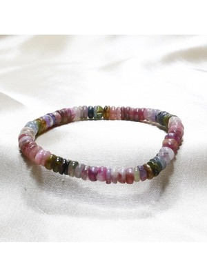 Turmalin Taşı Bileklik | Çok Renkli Disk Kesim