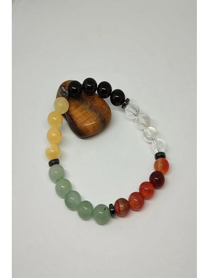 Sertifikalıerkek Aslan Burcu Doğaltaş Bileklik (Lal,kristal Kuvars, Akik, Aventurin,kalsit, Hematit)