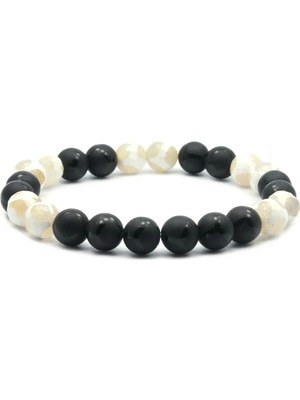 Sedef - Obsidian Doğal Taş Bileklik 8 mm