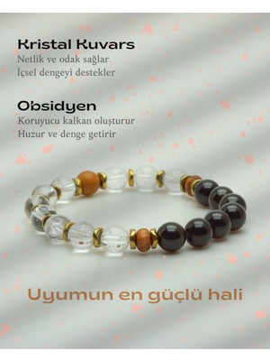 Doğaltaş Ilişkide Denge ve Uyum(Kadın)- Kristal Kuvars - Obsidyen 8mm