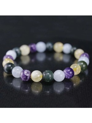 Karışık Karma Doğal Taş Bileklik | Ametist | Sitrin | Akik | Akuamarin