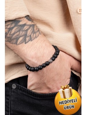 Unisex Oniks Güç Denge Doğaltaş Hediyelik Bileklik