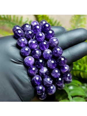 10MM Ametist Bileklik  - El Yapımı Tasarım Ürünler